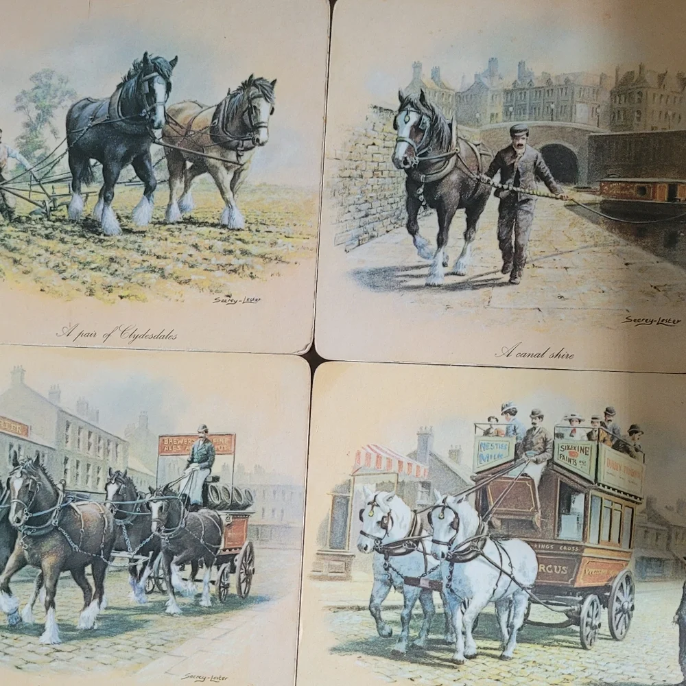 Vintage Seerey Lester Horse-Drawn Carriage Placemats Set Of 4 - Picture 1 of 7